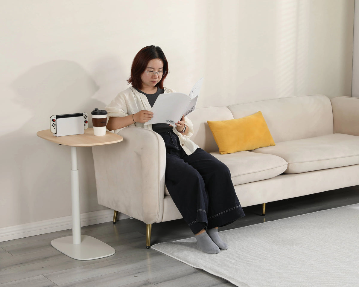 Modern Gas Spring Height Lifting Adjustable Standing Coffee Table Bed Sofa Side Living Room Desk With 360 Rotating Desktop