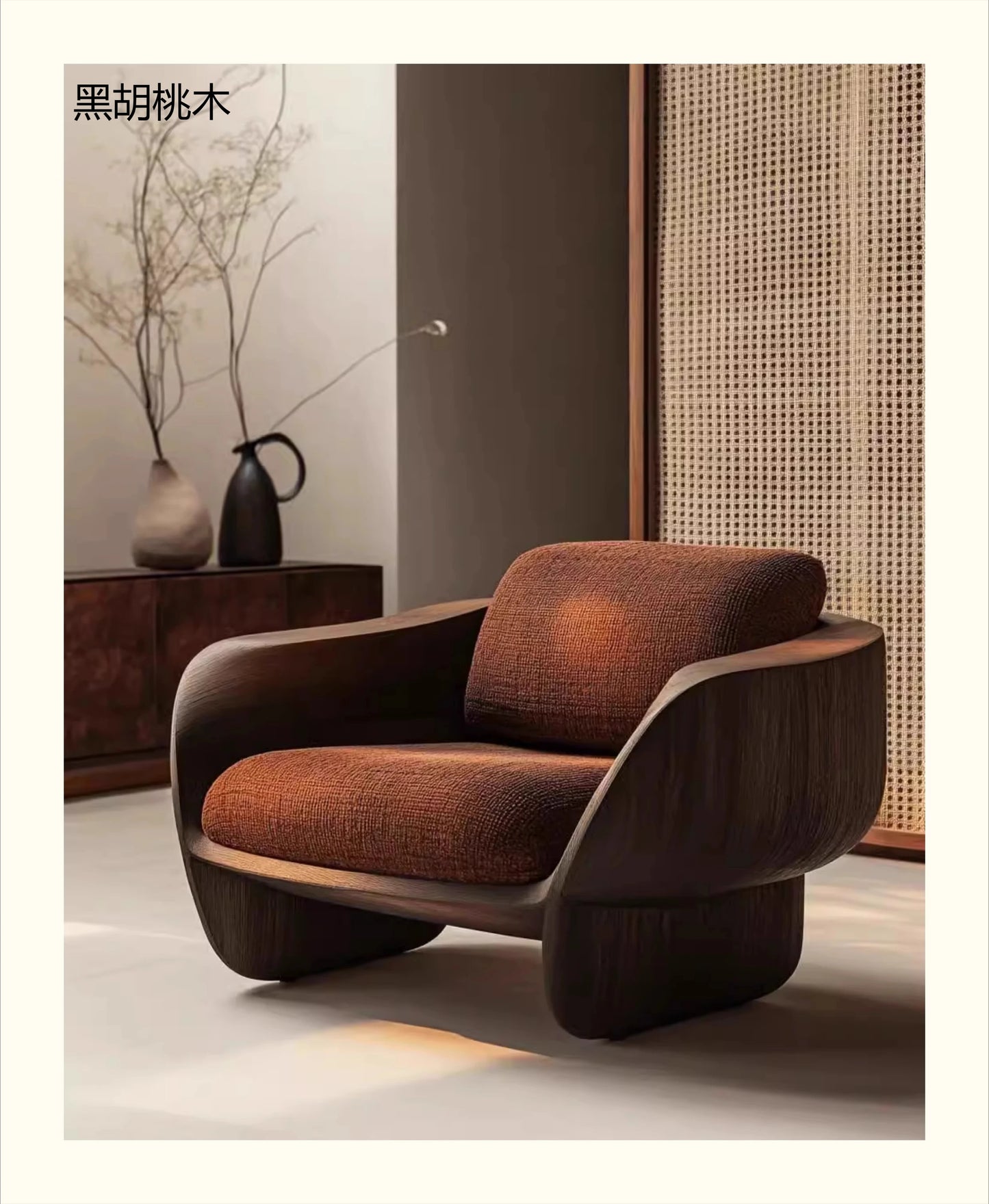 HJ Modern Light Luxury Lazy Solid Wood Single Sofa Chair Soft Decoration Living Room Leisure Armrest Balcony Deckchair