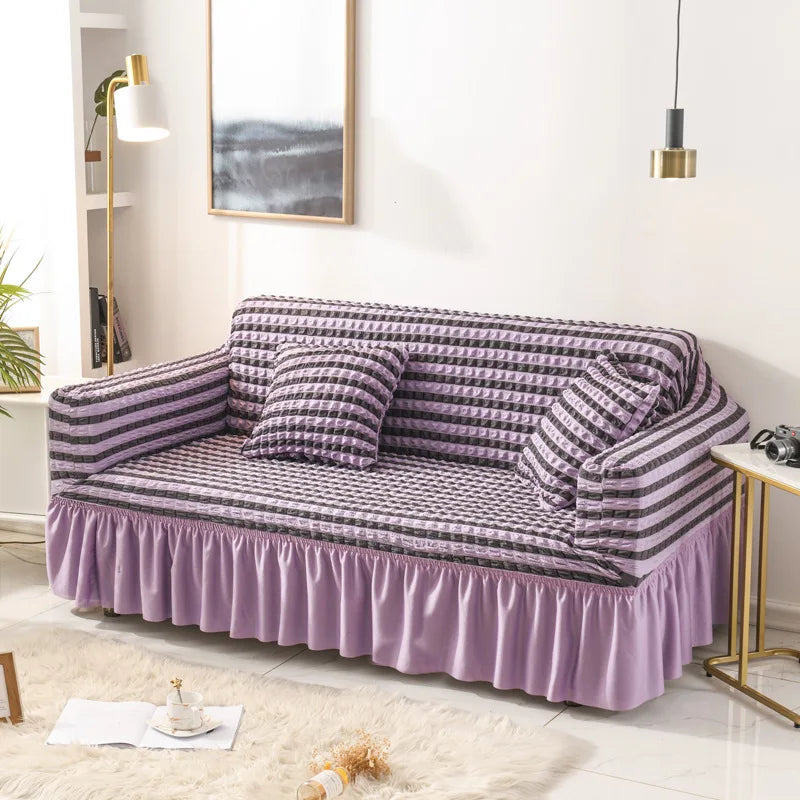 Fabric Skirt 2/3 Seater Sofa Cover 140-230cm Full Package Single Universal Elastic Sofa Slipcovers American Rustic Four Seasons