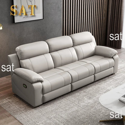 Modern 3 Seater Electric Reclining Sectional Sofa High Quality Leather Living Room Set