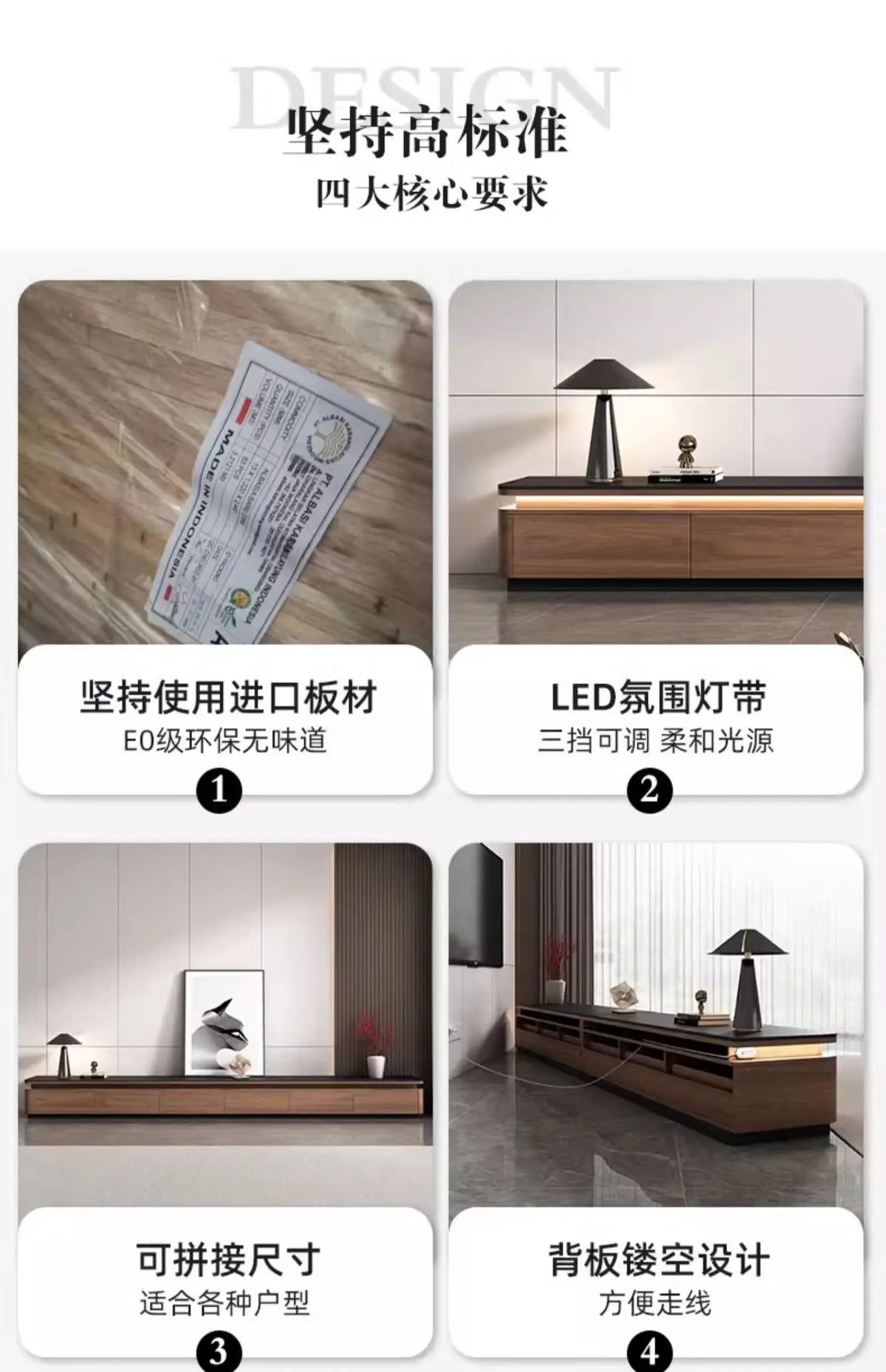 JC Storage Retro Design Tv Stand Coffee Table Lights Minimalist Floor Tv Stands Home Universal Mueble Para Televisor Furniture