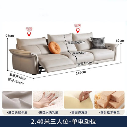 Leather sofa, electric living room, home theater sofa, modern function, adjustable leg support, one layer cowhide sofa