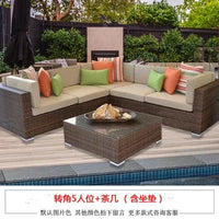 Budget-friendly Outdoor Rattan Woven Sofa, Outdoor Garden, Villa, Courtyard Balcony, Casual Corner Sofa, Coffee Table