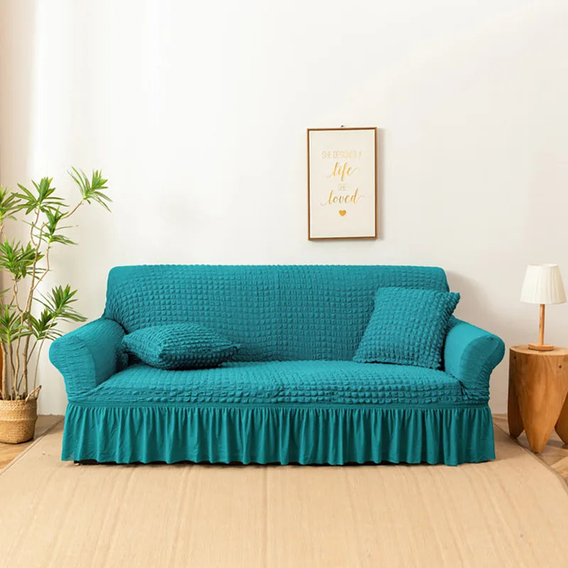 Fabric Skirt 2/3 Seater Sofa Cover 140-230cm Full Package Single Universal Elastic Sofa Slipcovers American Rustic Four Seasons