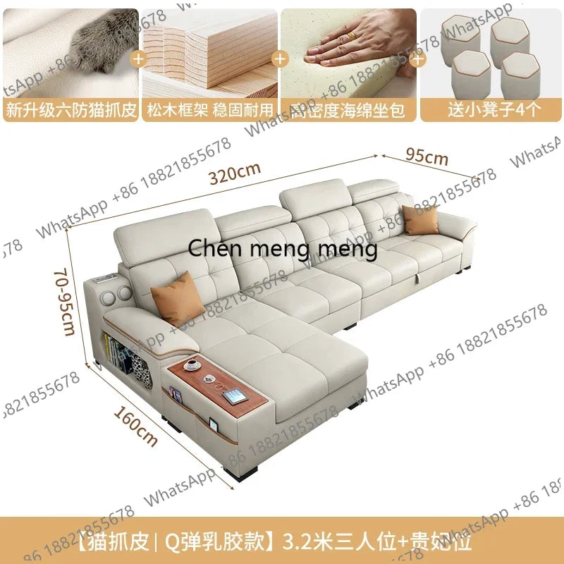 a38 Leather Luxury Sofa Couple Family Storage Sleeper Relax Sofa Reclining Foldable Muebles Para El Hogar Home Accessories