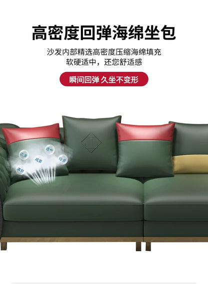 Italian luxury light luxury leather buckle sofa post-modern living room size apartment villa designer new sofa