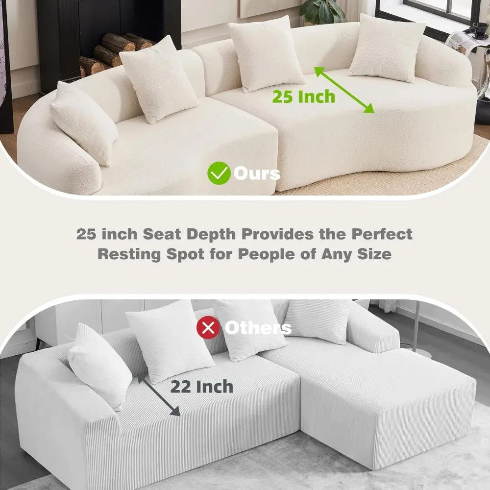 110.2" Curved Sectional Sofa,Luxury Wood Grain Chenille Fabric, Oversized Sectional Sofa,Compression Curved Couch for Living Roo