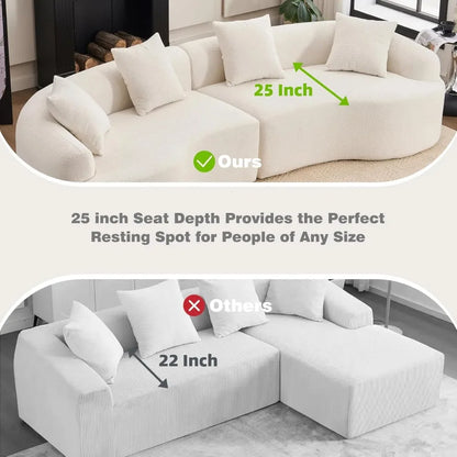 110.2" Curved Sectional Sofa,Luxury Wood Grain Chenille Fabric, Oversized Sectional Sofa,Compression Curved Couch for Living Roo