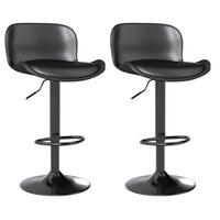 Set of 2 Adjustable PU Leather Swivel Bar Stools with Backrest for Kitchen Counter, Dining, and Bar, Black