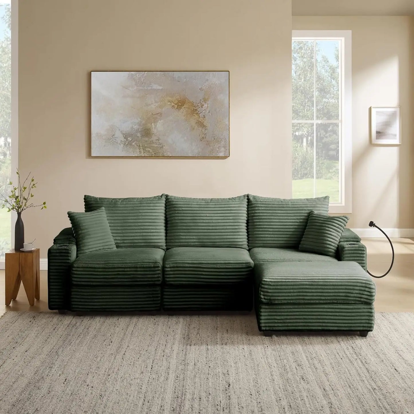104.3" Modular Sectional Sofa, L-Shaped Couches For Living Room, Comfy Cloud Couch With Ottoman, Convertible 4 Seats Deep Seat S
