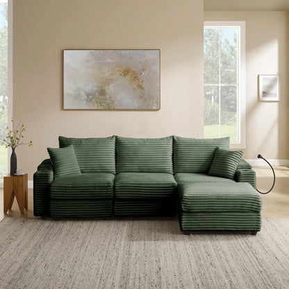 104.3" Modular Sectional Sofa, L-Shaped Couches For Living Room, Comfy Cloud Couch With Ottoman, Convertible 4 Seats Deep Seat S