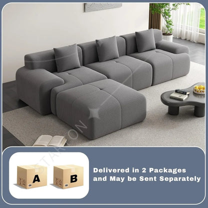 120" Cloud Modular Sectional Couch,Boneless Sofa,L-Shape Upholstered Sofas with Deep Seat
