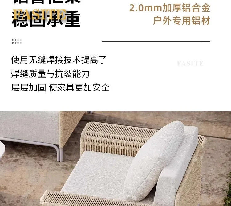 Outdoor Sofa Rattan Courtyard Garden Waterproof and Sunscreen Villa Sofa Simple Combination Rattan Furniture