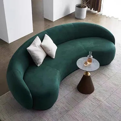 Q4  Light Luxury Velvet Curved Sofa Beauty Salon Clothing Store Moon-Shaped Sofa