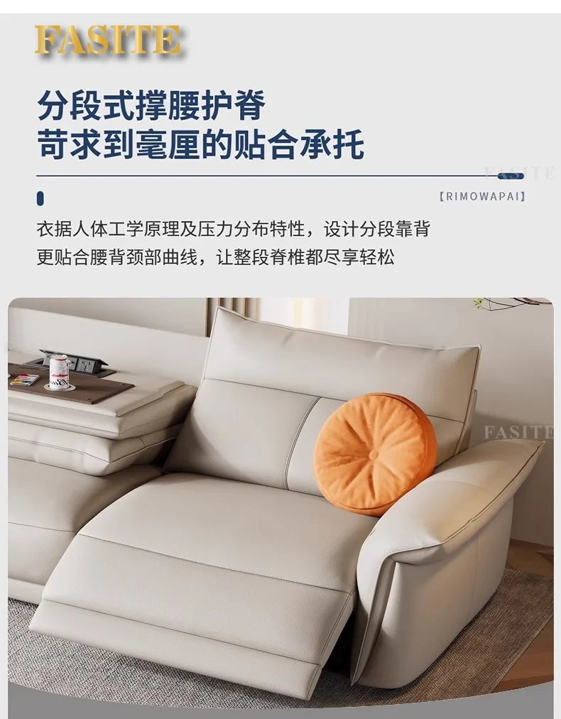 Leather sofa, electric living room, home theater sofa, modern function, adjustable leg support, one layer cowhide sofa