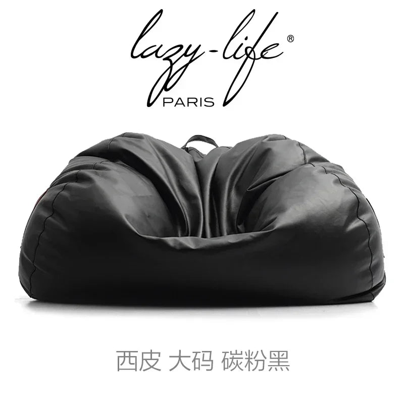 Light luxury leather lazy sofa bean bag balcony lying down single double large tatami seat
