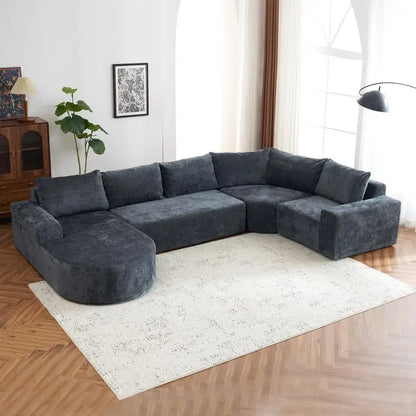 Oversized Modular Cloud Sectional Sofa Set, Grey U-shaped Couch with Deep Seating for Living Room