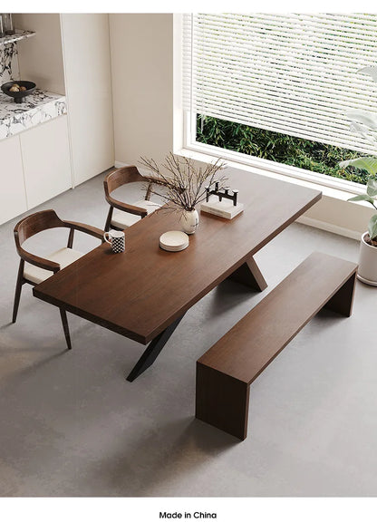 Nordic designer medium antique solid wood dining table, wabi-sabi wind home rectangular desk, living room eating table