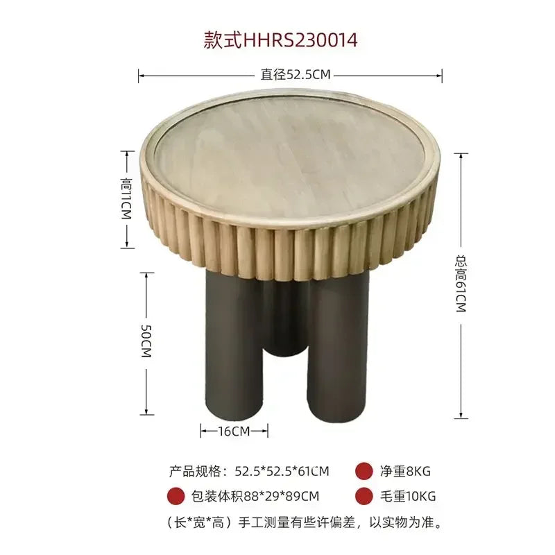 New arrivals pastoral style living room furniture rustic round wood carved coffee table with 3 legs