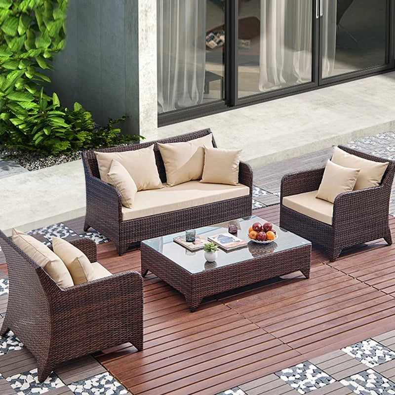 Balcony outdoor combination Living room courtyard hand-woven rattan sofa Rattan chair simple leisure furniture Economically