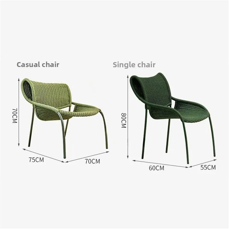 Villa Hotel Outdoor Garden Single Rattan Chair Nordic Home Aluminum Alloy Table and Chair Set Leisure Rope Garden Furniture Sets