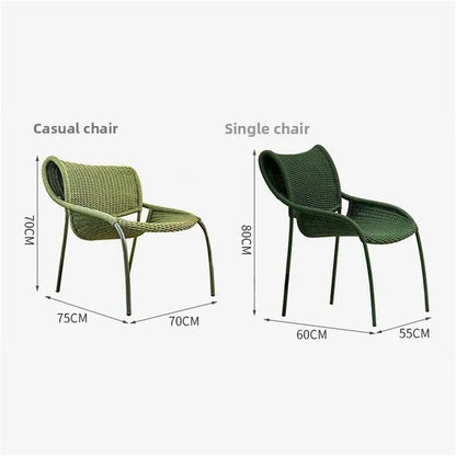 Villa Hotel Outdoor Garden Single Rattan Chair Nordic Home Aluminum Alloy Table and Chair Set Leisure Rope Garden Furniture Sets