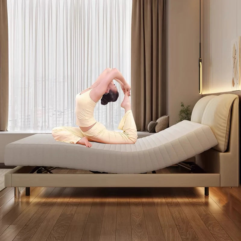 Smart bed, multi-functional modern bedroom double lift no headboard, zero pressure cotton mattress remote control electric bed