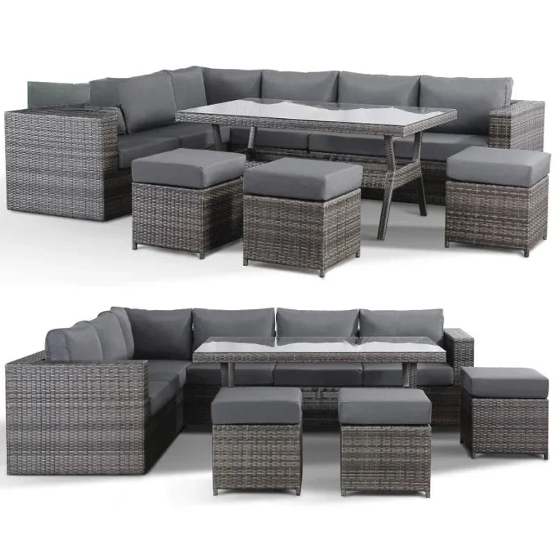 'Modern Luxury Dining Metal Aluminum Wicker Rope Sofa Garden Set With Fire Pit Outdoor Patio Furniture Set