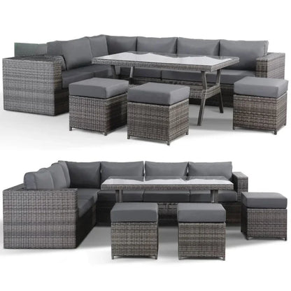 'Modern Luxury Dining Metal Aluminum Wicker Rope Sofa Garden Set With Fire Pit Outdoor Patio Furniture Set