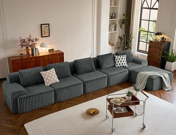 189" Boneless Couches for Living Room, L-Shaped 6-Seat Sofa Modular Sectional Sofa