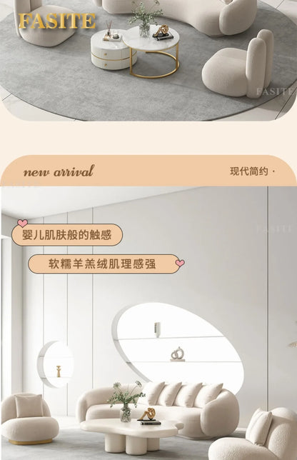 Nordic fabric sofa living room modern simple small apartment light luxury arc creative technology cloth