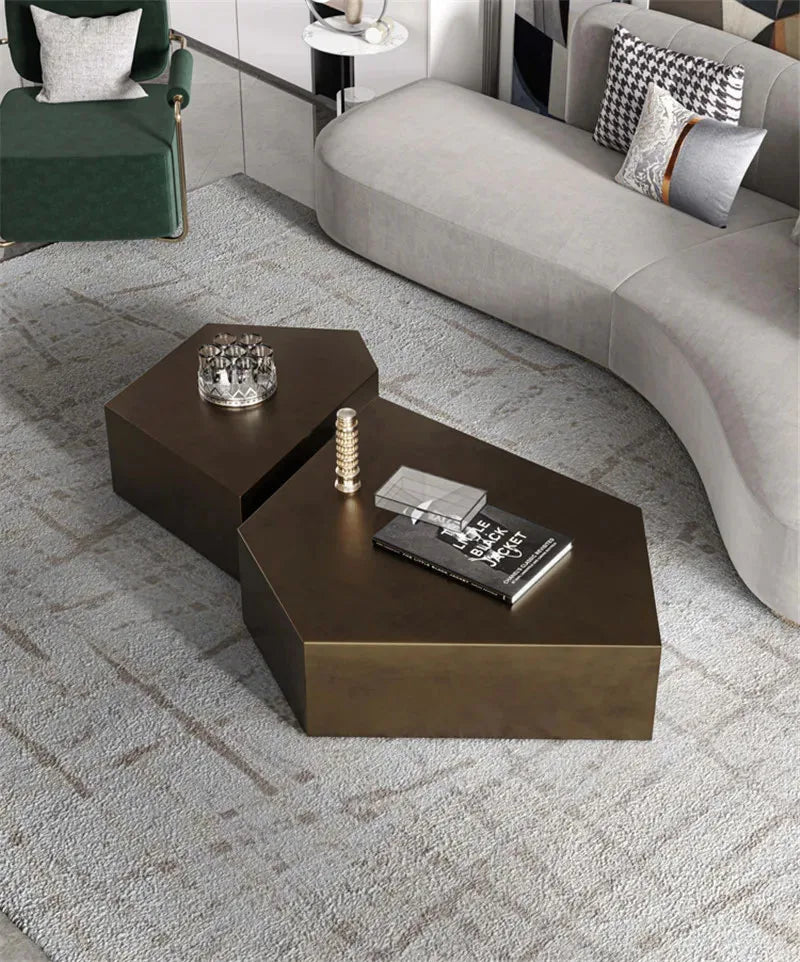 Nordic Stainless Steel Coffee Tables for Living Room Furniture Sofa Side Table Household Small Apartment Designer Coffee Table