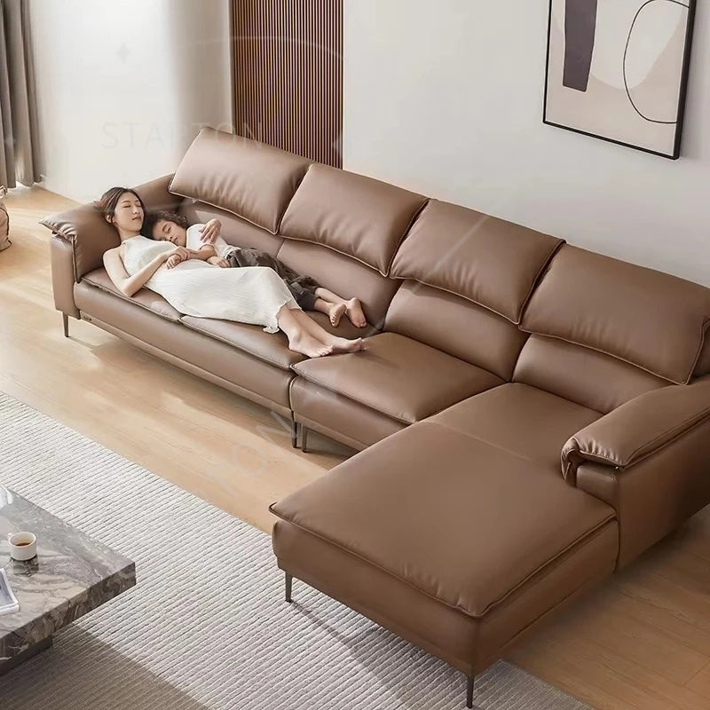 Fabric Sofa Set Living Room Furniture Modern Brown Color Leather Sofa