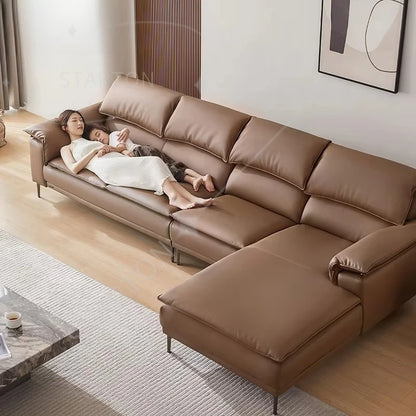 Fabric Sofa Set Living Room Furniture Modern Brown Color Leather Sofa