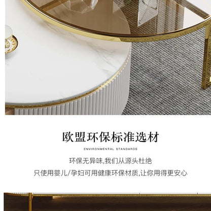 D178 Y Coffee Table Modern Living Room Size round Combination Rounded Corner Paint Metal Complete Set Stone Plate round Coffee T