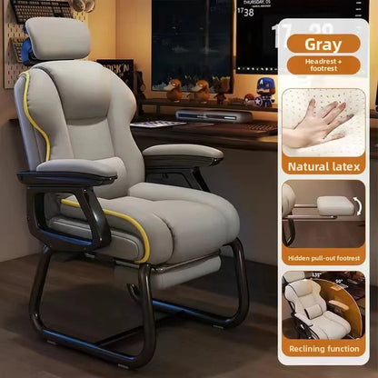 Ergonomic Office Chair with Adjustable Headrest, Latex Seat, Reclining Function & Linked Armrests, Bow Tie Base
