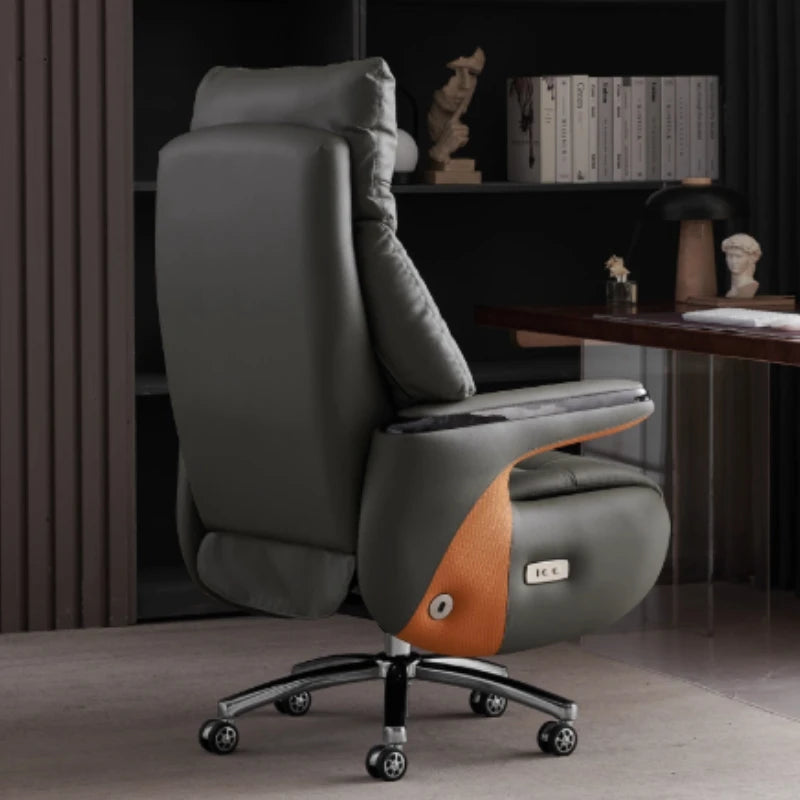 Smart electric leather boss chair reclining nap massage ventilated office chair comfortable sedentary business president chair