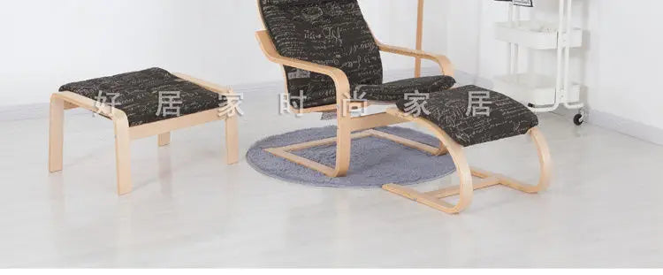 Nordic Lounge Chair - Solid Wood Armrest Recliner for Balcony & Nursery