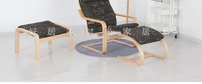 Nordic Lounge Chair - Solid Wood Armrest Recliner for Balcony & Nursery