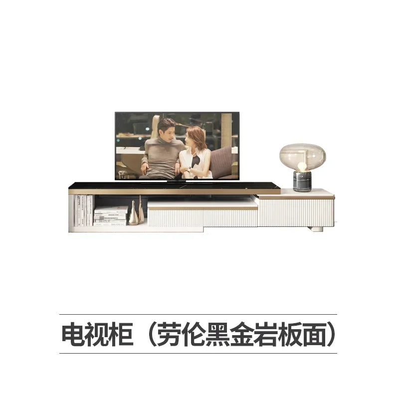 LXLight luxury rock slab coffee table Nordic simple modern round telescopic size coffee table