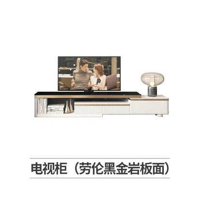 LXLight luxury rock slab coffee table Nordic simple modern round telescopic size coffee table