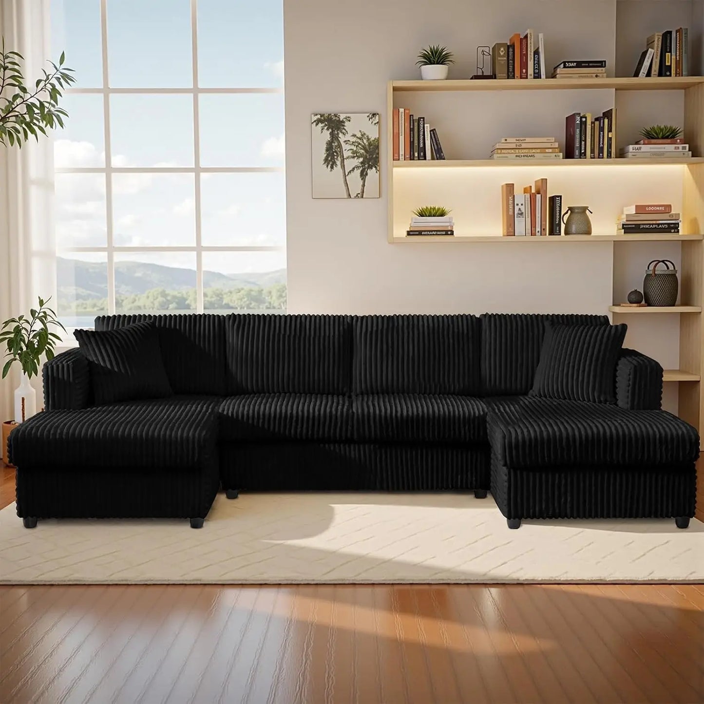 123" U-Shaped Sectional Sofa: Two L-Shape Chaise | 2 Cloud Couch Sectional with Two Pillows | Couches for Living Room
