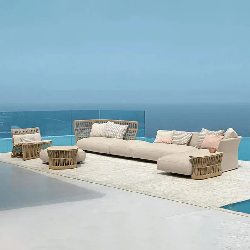Outdoor Suit High Quality Royal Hotel Furniture Waterproof Patio Garden Couch Rope Sofa Outdoor Furniture Set