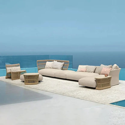 Outdoor Suit High Quality Royal Hotel Furniture Waterproof Patio Garden Couch Rope Sofa Outdoor Furniture Set