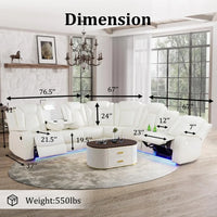 Power Reclining Sectional Sofa USB Chargers and Storage Console, Leather Recliner Sofa for Living Room Furniture Set