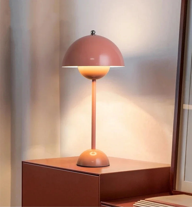 Nordic modern minimalist bedroom bedside lamp creative  flower bud cream style small table