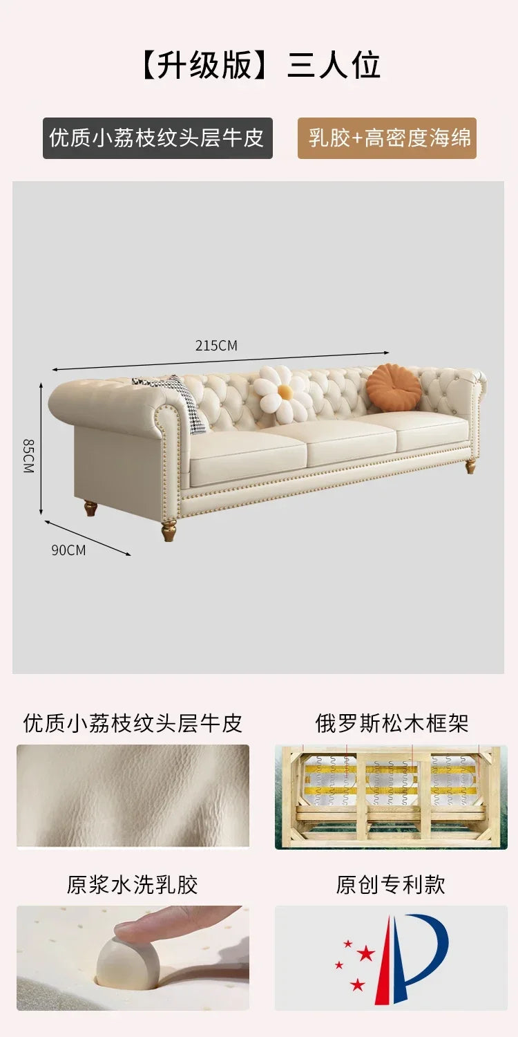 Designer Genuine Leather Sofas Fancy Living Room Lounge Floor Sofa Loveseat Modern Canape Salon De Luxe Apartment Furniture