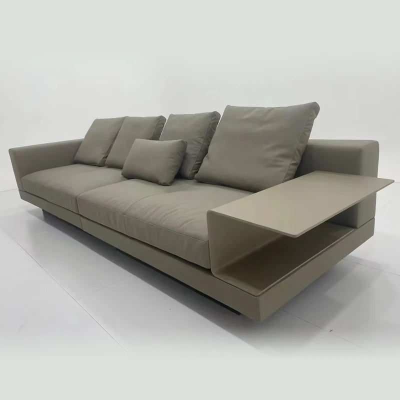 Modern Minimalist Living Room Furniture Microfiber Leather 3 Seat Section Couch Line Fabric Modular Sofa