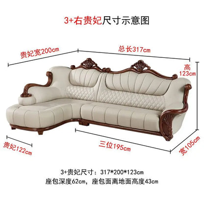 European leather sofa first floor living room villa luxury ebony small apartment