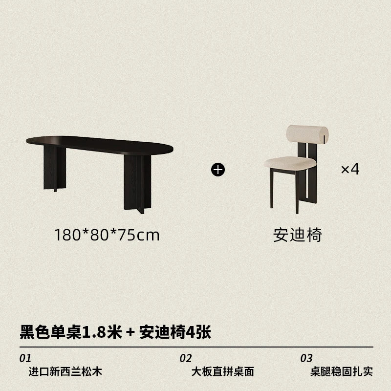 HTT oval dining table and chairs retro living room modern light luxury dining room rock slab home accessories